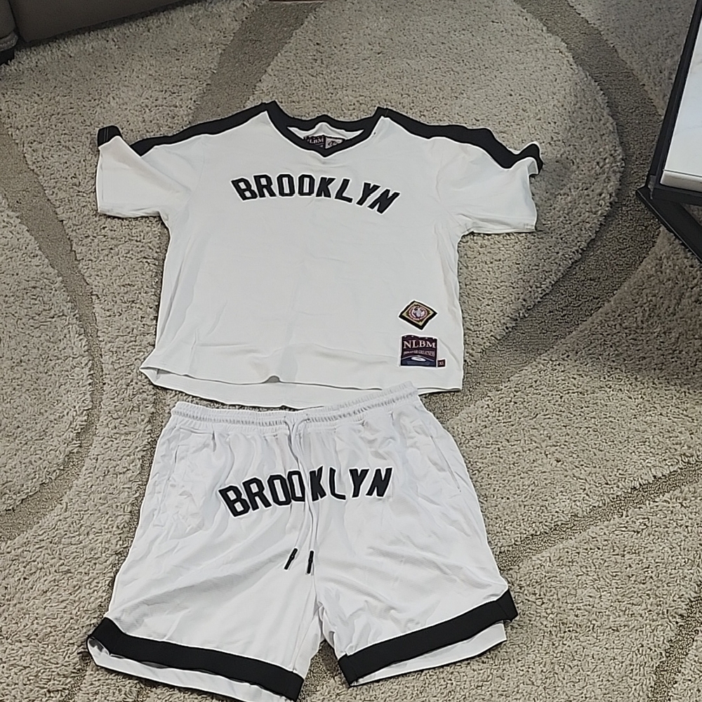 Brooklyn Men's Short Sleeve Tee and Shorts Set - White